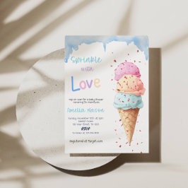 Invitación Fiesta de Baby Shower con Helado Espolvoreado con 