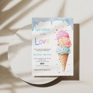 Invitación Fiesta de Baby Shower con Helado Espolvoreado con