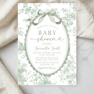Invitación Fiesta de Baby Shower con lazo de toile chinoiseri
