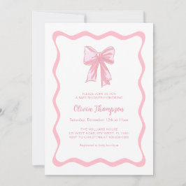 Invitación Fiesta de Baby Shower con Lazo Rosa Coquette 