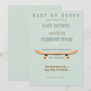 Invitación Fiesta de Baby Shower con monopatín para bebé a bo