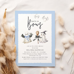 Invitación Fiesta de Baby Shower con Murciélagos y Lazos Temá