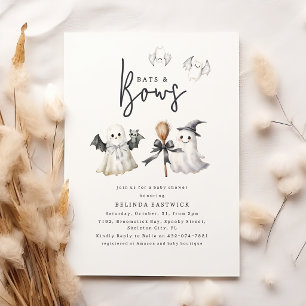 Invitación Fiesta de Baby Shower con Murciélagos y Lazos Temá