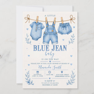 Invitación Fiesta de Baby Shower con Ropa de Bebé de Jean Azu
