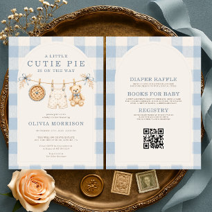 Invitación Fiesta de Baby Shower con Ropa de Niño en una Sola