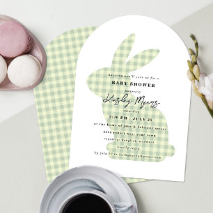 Invitación Fiesta de Baby Shower con Silueta de Conejo en Cua