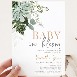 Invitación Fiesta de Baby Shower con Suculentas