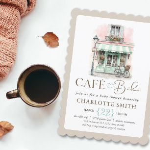 Invitación Fiesta de Baby Shower con Tema de Café Bébé París