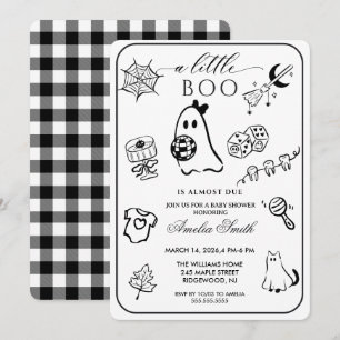 Invitación Fiesta de Baby Shower con tema de Halloween dibuja