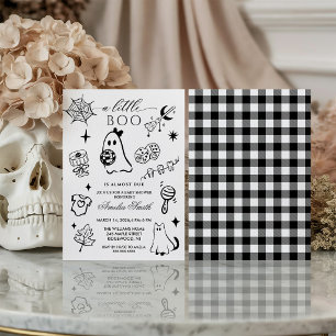 Invitación Fiesta de Baby Shower con tema de Halloween dibuja