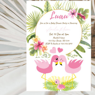 Invitación Fiesta de Baby Shower con tema de Luau Tropical