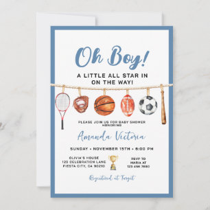 Invitación Fiesta de Baby Shower con tema de Sport Boy Ball A