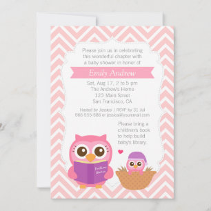 Invitación Fiesta de Baby Shower con temática de búho del lib
