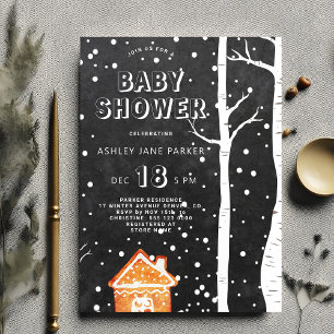 Invitación Fiesta de baby shower copos de nieve en el bosque
