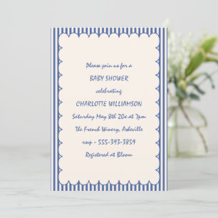 Invitación Fiesta de Baby Shower Costero Moderno con Rayas Az