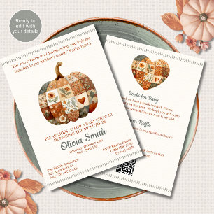 Invitación Fiesta de Baby Shower Cristiana de Calabaza Patchw