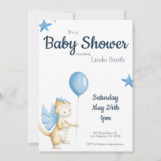 Invitación Fiesta de Baby Shower Cute Dragon