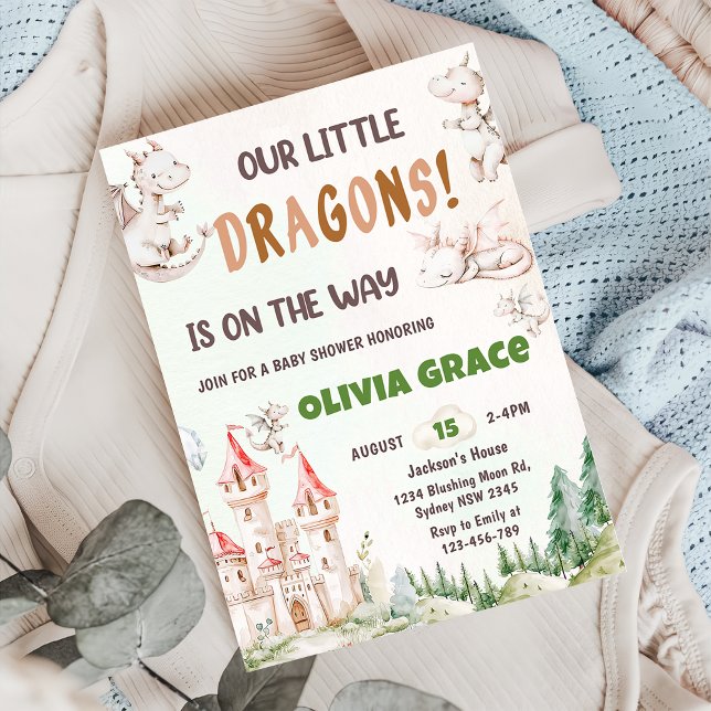 Invitación Fiesta de Baby Shower Cute Dragon (Subido por el creador)