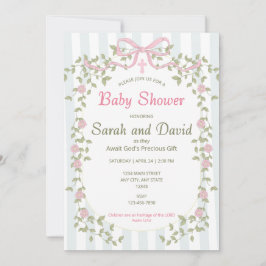 Invitación Fiesta de Baby Shower de Acuarela Cristiana en el