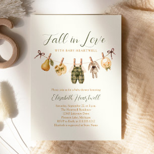 Invitación Fiesta de Baby Shower de Acuarela de Ropa de Otoño