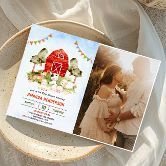 Invitación Fiesta de Baby Shower de animales de granja