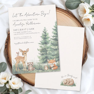 Invitación Fiesta de Baby Shower de Animales del Bosque Elega