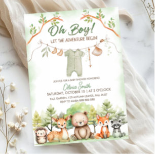Invitación fiesta de baby shower de aventura animal