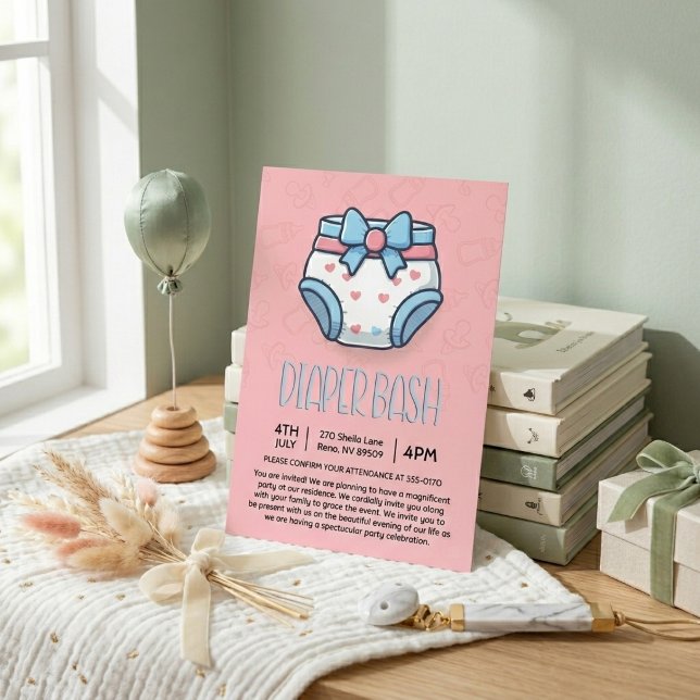 Invitación Fiesta de Baby Shower de Bata Rosa (Subido por el creador)
