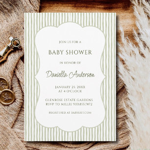 Invitación Fiesta de Baby Shower de Brunch con Cuadros Verdes