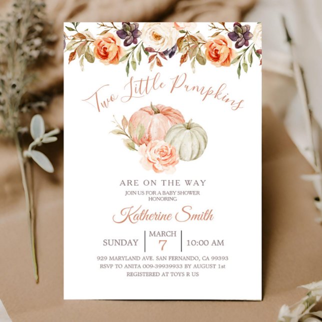 Invitación Fiesta de Baby Shower de Calabaza de Otoño Dos Peq (Subido por el creador)