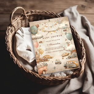 Invitación Fiesta de Baby Shower de Carreras Vintage