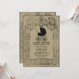 Invitación Fiesta de Baby Shower de Carruaje Vintage a la Ant