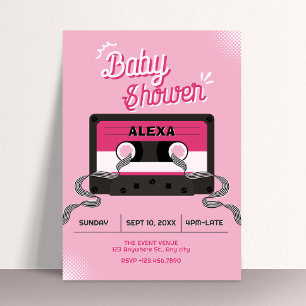 Invitación Fiesta de baby shower de cinta de casete de música