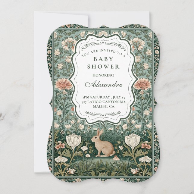 Invitación Fiesta de Baby Shower de Conejito de Cuento de Had (Anverso)
