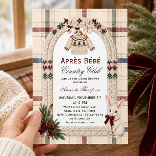 Invitación Fiesta de Baby Shower de Conejo Après Bébé Country