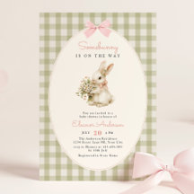 Fiesta de Baby Shower de Conejo Vintage de Cuadros