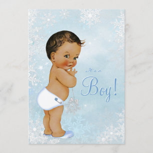 Invitación Fiesta de Baby Shower de copos de nieve del invier