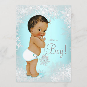 Invitación Fiesta de Baby Shower de copos de nieve del invier