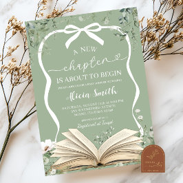 Invitación fiesta de baby shower de coquette sage verde cuent