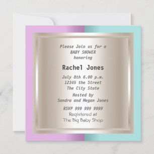 Invitación Fiesta de Baby Shower de crema azul rosada revelad