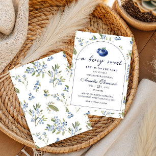 Invitación Fiesta de Baby Shower de Cuadrillé Azul Dulce de F