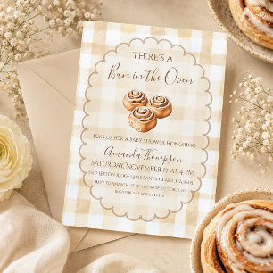 Invitación Fiesta de Baby Shower de Cuadrillé Beige Bun en el