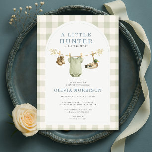 Invitación Fiesta de Baby Shower de Cuadrillé Cazador de Pati