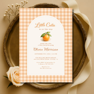Invitación Fiesta de Baby Shower de Cuadritos Naranja