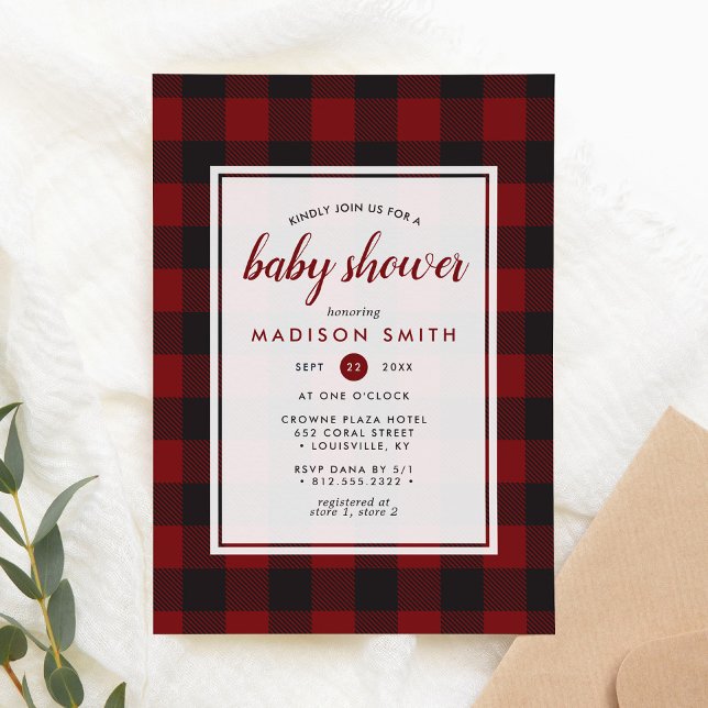 Invitación Fiesta de Baby Shower de Cuadro Escocés Leñador  (Subido por el creador)