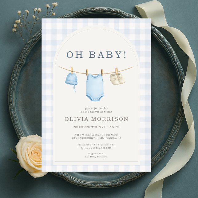 Invitación Fiesta de Baby Shower de Cuadros Azules (Subido por el creador)