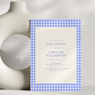 Invitación Fiesta de Baby Shower de Cuadros Azules de Perwink