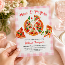 Fiesta de Baby Shower de Cuadros Rosados y Pizza c