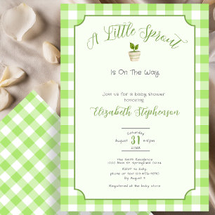 Invitación Fiesta de Baby Shower de Cuadros Verdes Pequeño Br