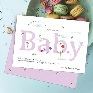 Invitación Fiesta de Baby Shower de escena primaveral de bebé